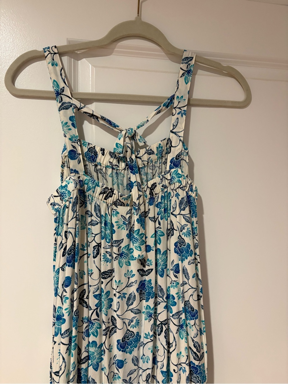 Old Navy White Maxi Sundress with Blue Floral Print - Picture 3 of 3